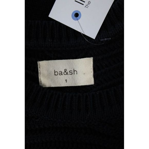 Ba&Sh Women's Cotton Long Sleeve Crewneck Pullover Sweater Navy Size 6 - Picture 6 of 6